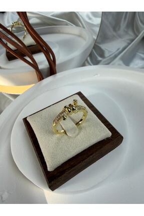 ANKA JEWELLRY ZİRKON TAŞLI DÜĞÜM MODEL GOLD KADIN YÜZÜK
