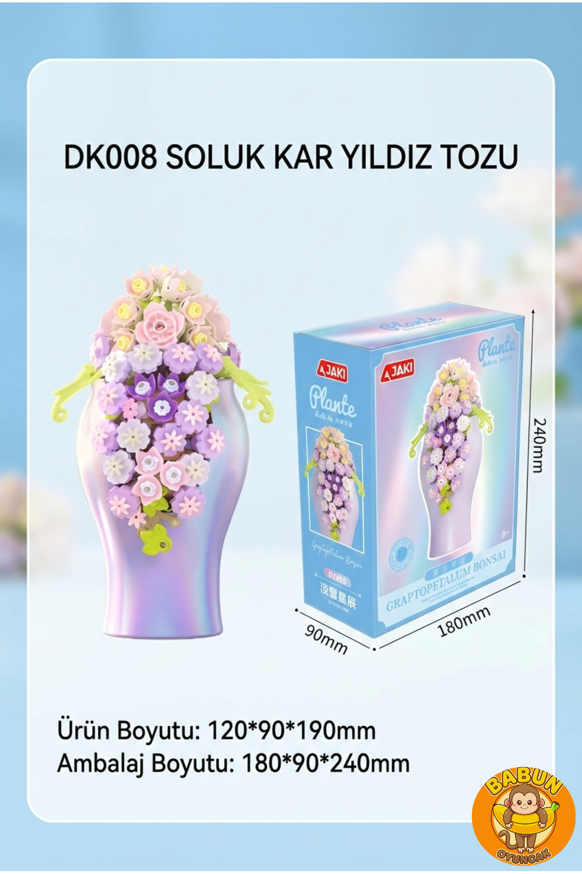 Bricks Vazolu Yapay Çiçek Blokları - Mor Çiçek Buketi Yapım Seti - Dekoratif Lego Model (8+ Yaş) fotoğrafı 2 (önizleme)