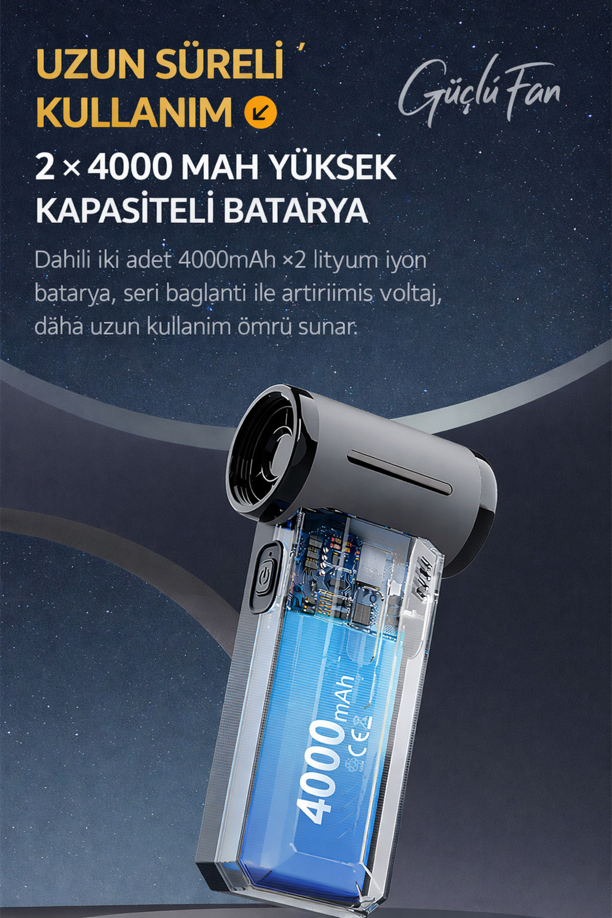 130000 RPM Süper Güçlü Turbo Fan Kablosuz Hava Üfleyici Toz Temizleme Blower