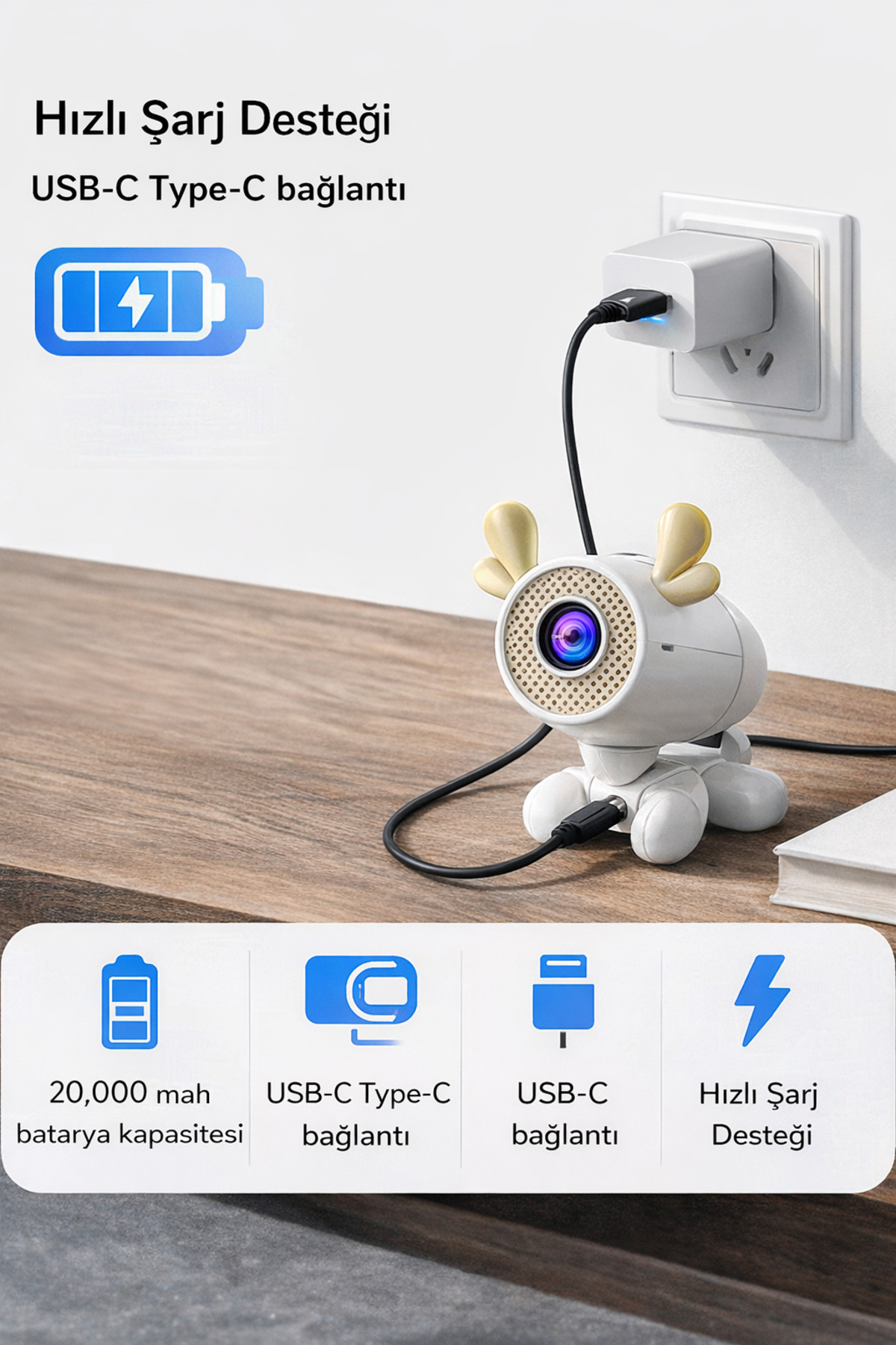 HY300 Android 13.0 Akıllı Taşınabilir Mini Projeksiyon Cihazı - Wi-Fi Bluetooth Ev Sinema Sistemi