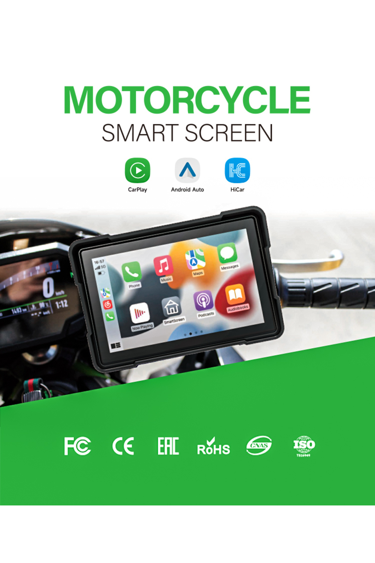 M590 6 İnç Motosiklet Ekranı: Kablosuz CarPlay, Android Auto & GPS Navigasyon