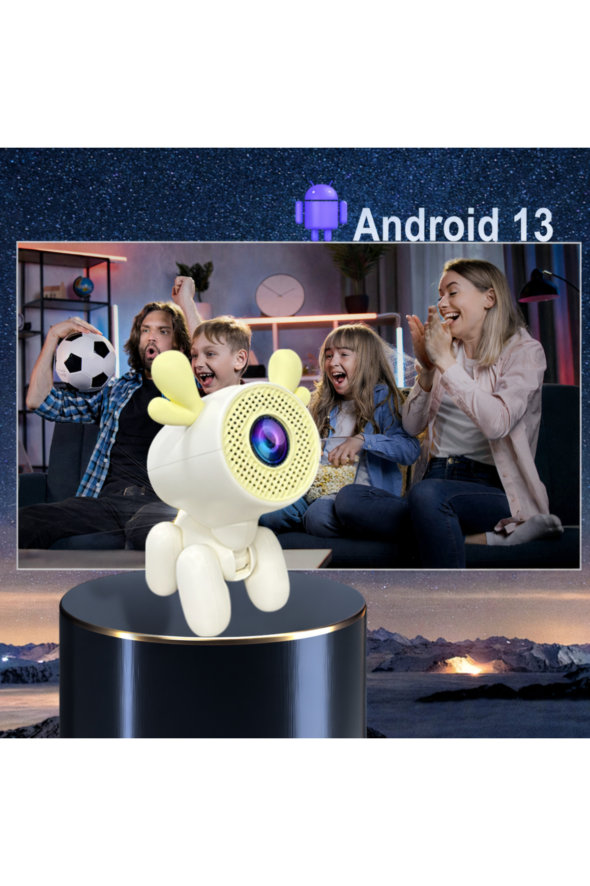 HY300 Android 13.0 Akıllı Taşınabilir Mini Projeksiyon Cihazı - Wi-Fi Bluetooth Ev Sinema Sistemi