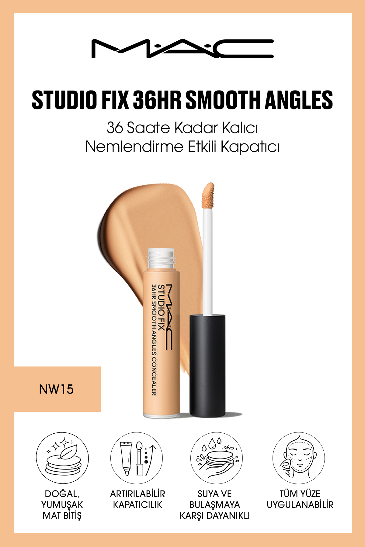 کانسیلر Studio Fix 36HR Smooth Angles با اثر مرطوب‌کنندگی ماندگار تا 36 ساعت - NW15 — بژ 142119