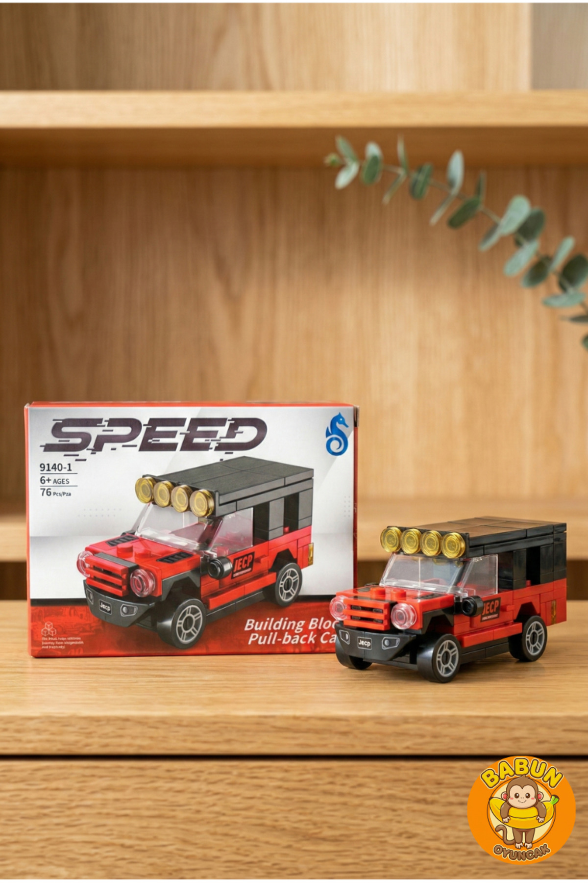SPEED Bricks Mini Lego Araba Yapı Blok Seti - Çek-Bırak Araba Yapım Seti -Speed Kırmızı Jeep (76 Parça) fotoğrafı 3 (önizleme)