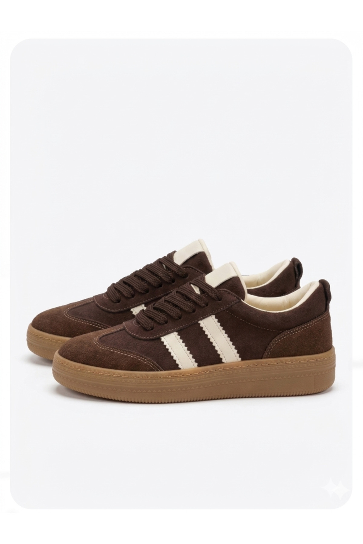 Bak Store Acı Kahve Süet Kadın Spor Ayakkabı Retro Sneaker Dikişli Taban görsel 5
