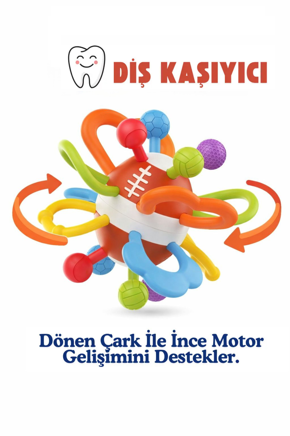 Smartfox Çıngıraklı Duyusal Top Oyuncak Diş Kaşıyıcı Montessori Gelişim Oyuncağı fotoğrafı 2 (önizleme)