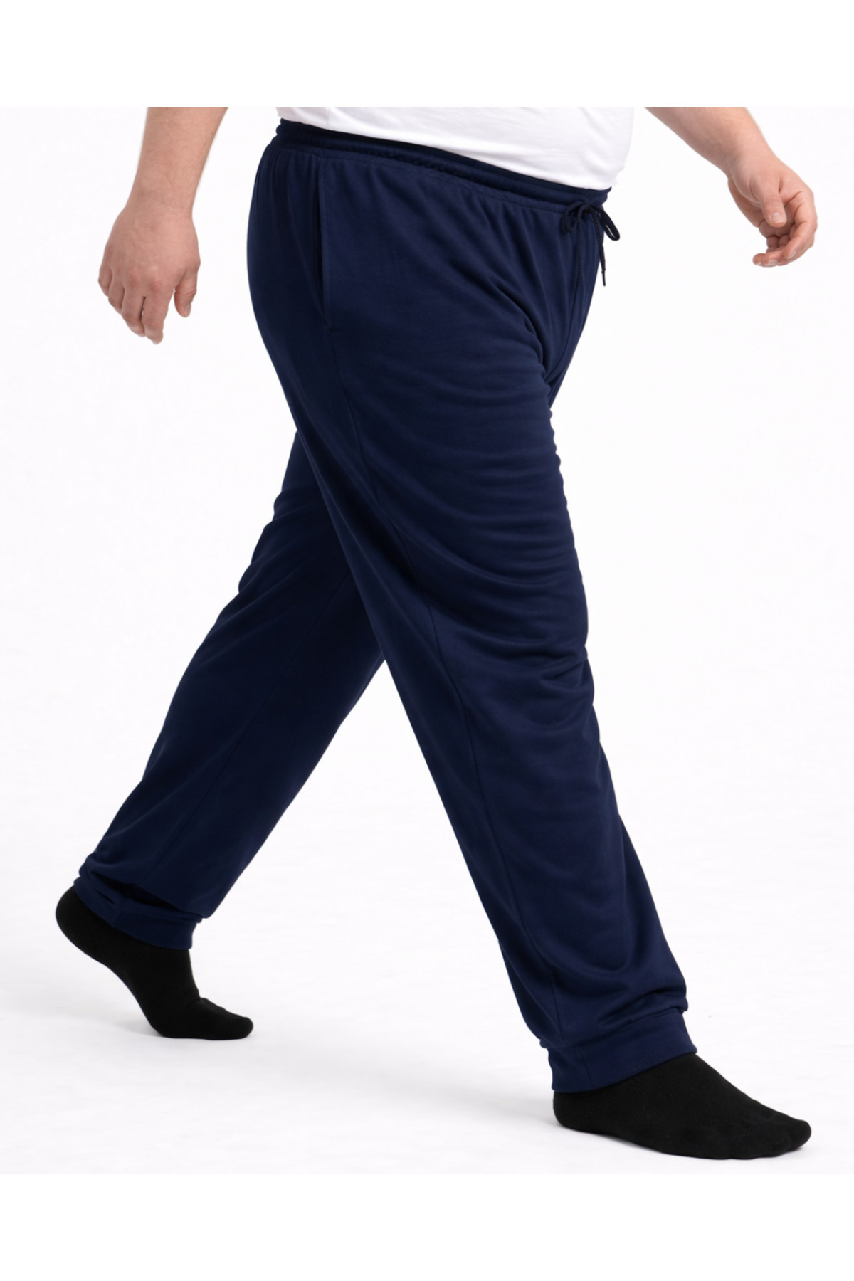 BattalModa Erkek Büyük Beden Lacivert İki İplik Cep Fermuarlı Eşofman Altı 3XL-4XL-5XL-6XL-7XL-8XL görsel 2
