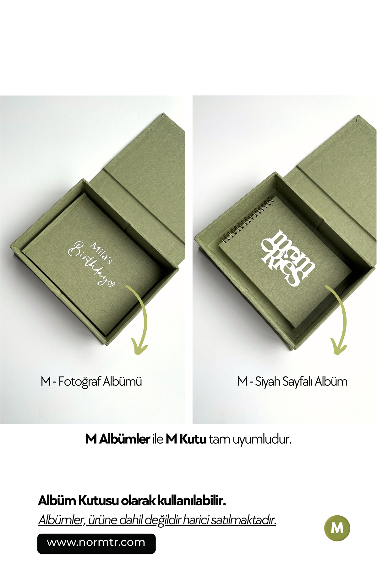 Norm Design M Klasik, KETEN | Düğün, Bebek Anı Kutusu | Fotoğraf Saklama | Kişiselleştirilebilir | Çağla Yeşili fotoğrafı 5 (önizleme)