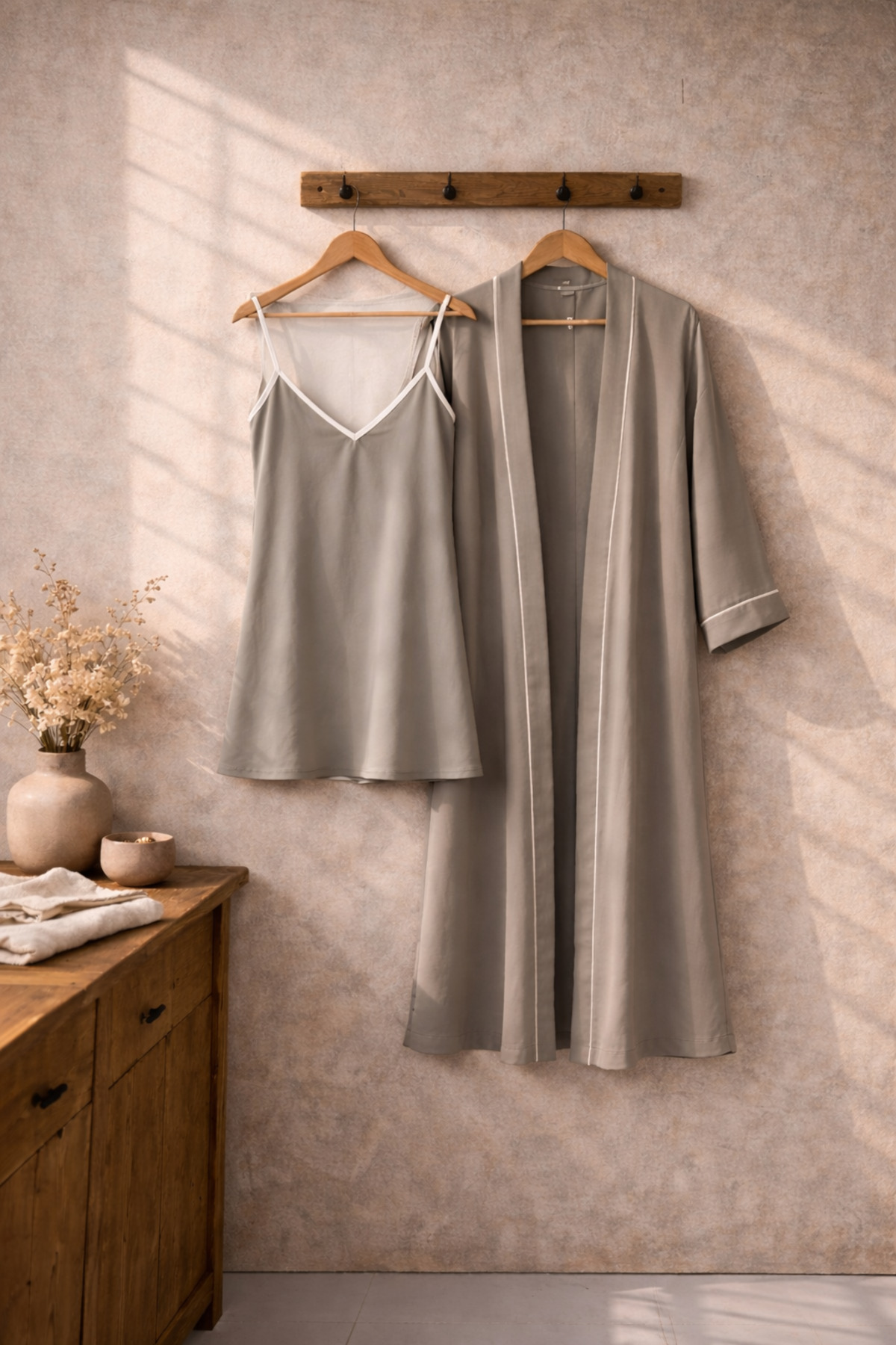 Eclectic Home Modal Slip Kimono Gecelik Set