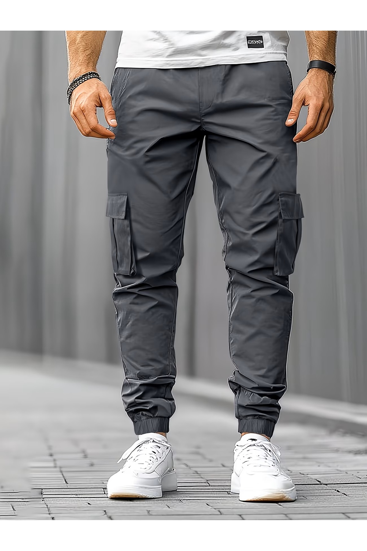 Wise&Go Store Kargo Pantolon Pamuklu Likralı Bel Paça Lastikli Cargo Pants — رنگارنگ ZT5