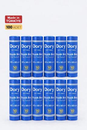 Dory Büyük Boy Çöp Poşeti - Çöp Torbası 10 Adet 65x80 200 Gram Mavi