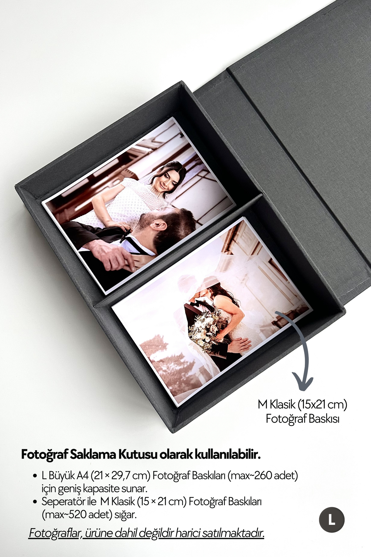 Norm Design L Büyük, KETEN | Düğün, Bebek, Albüm, Hatıra Saklama Kutusu | Kişiselleştirilebilir | Antrasit fotoğrafı 2 (önizleme)