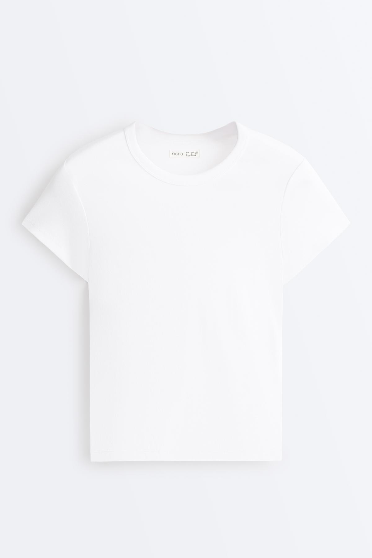 Oysho  Fitted rib pamuk karışımı T-shirt - Görsel 7