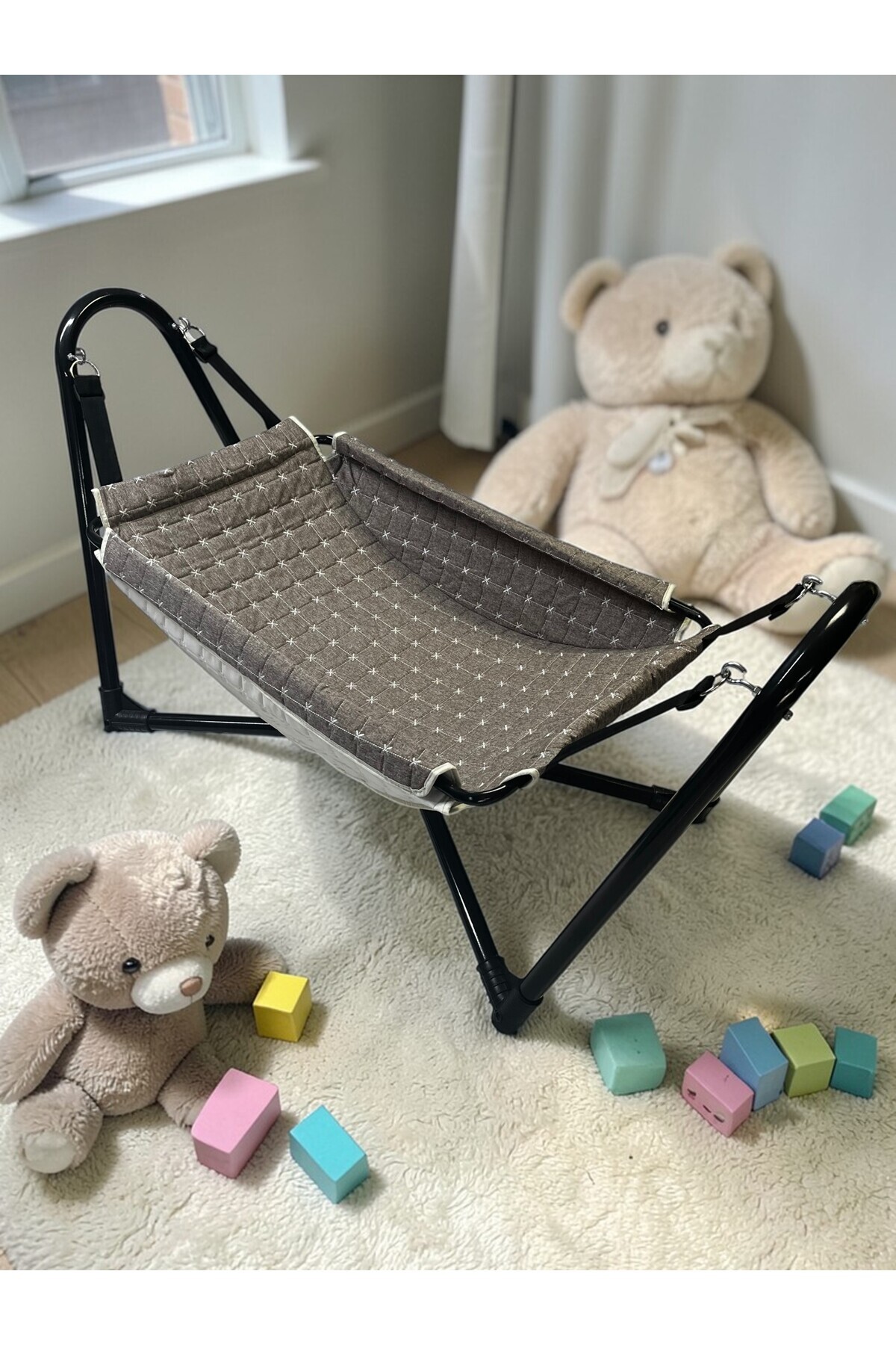 Uranüs Bebek Hamak Çift taraflı Kullanım Çift Kancalı Keten kumaş Kolik bebekler için