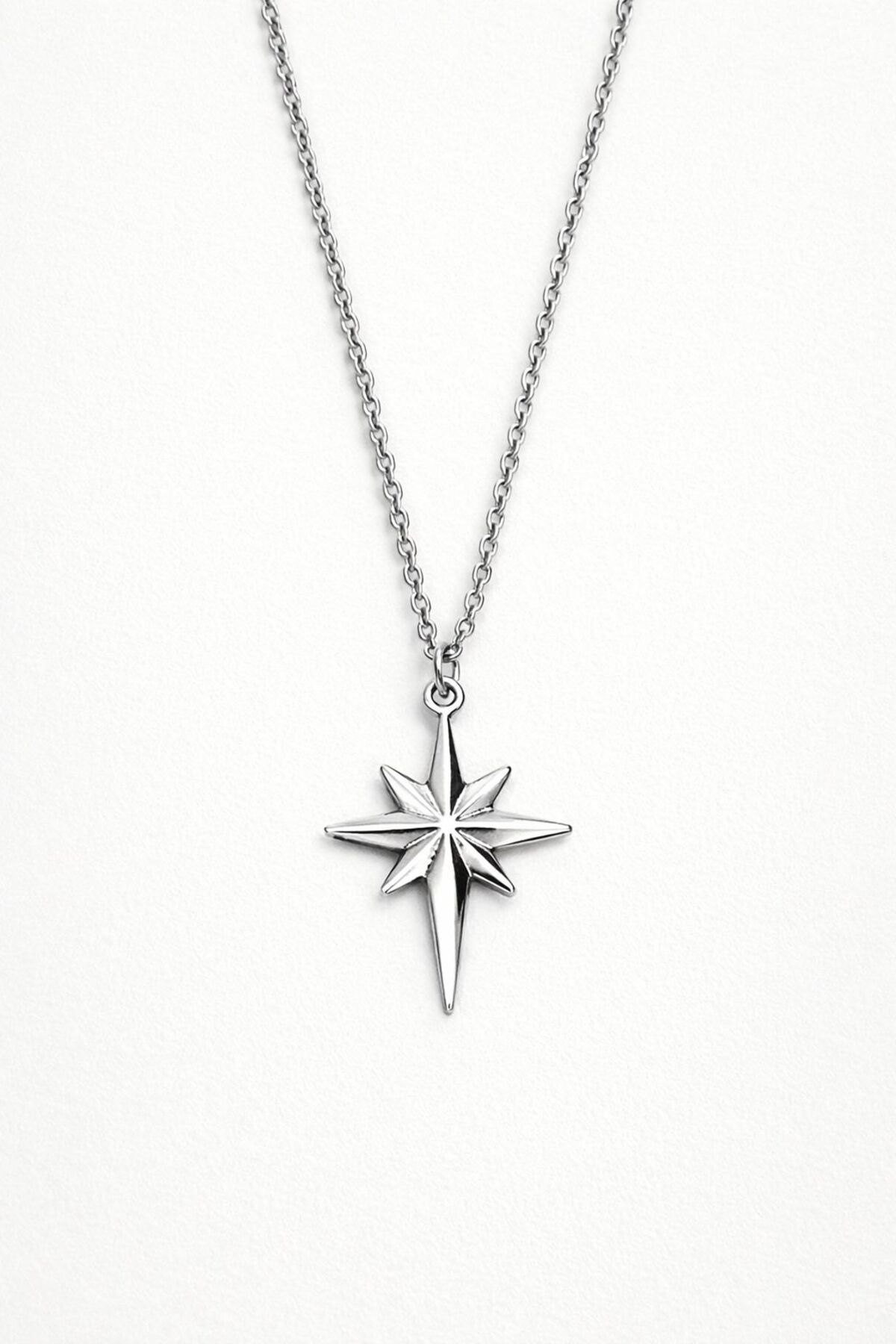 sleyshop Kuzey Yıldızı zincir kolye, yıldız nikel kaplama kolye, Pinterest kolye, y2k gothic kolye görsel 2