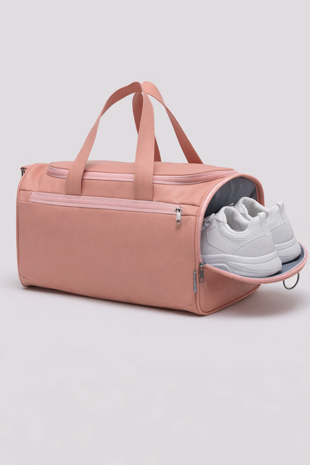 KAFF  Pudra Suni Deri Yan Ayakkabı Bölmeli Unisex Geniş Hacimli Seyahat Spor Fitness Spor Çantası - 00124