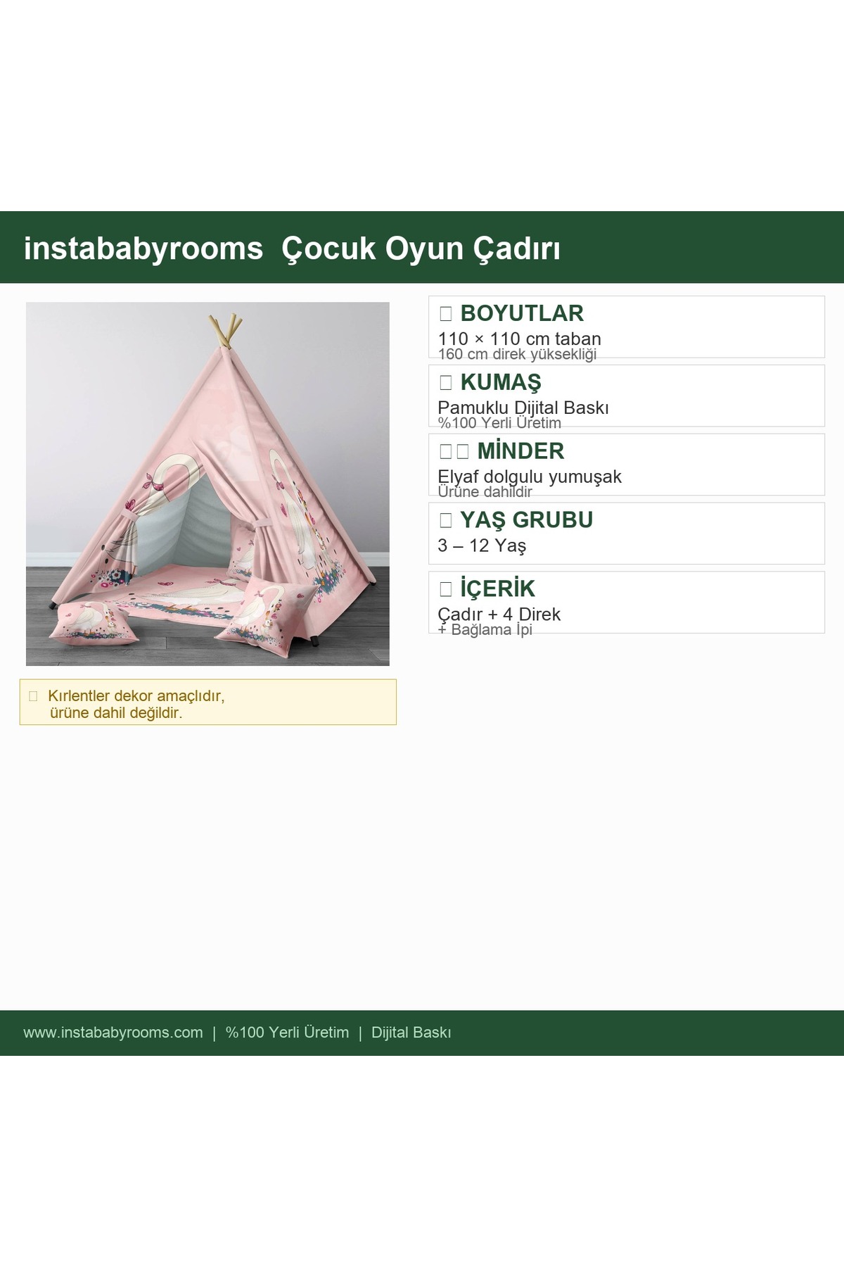 instababyrooms Çocuk Oyun Çadırı Kuğu ailesi Dijital Baskılı fotoğrafı 4 (önizleme)