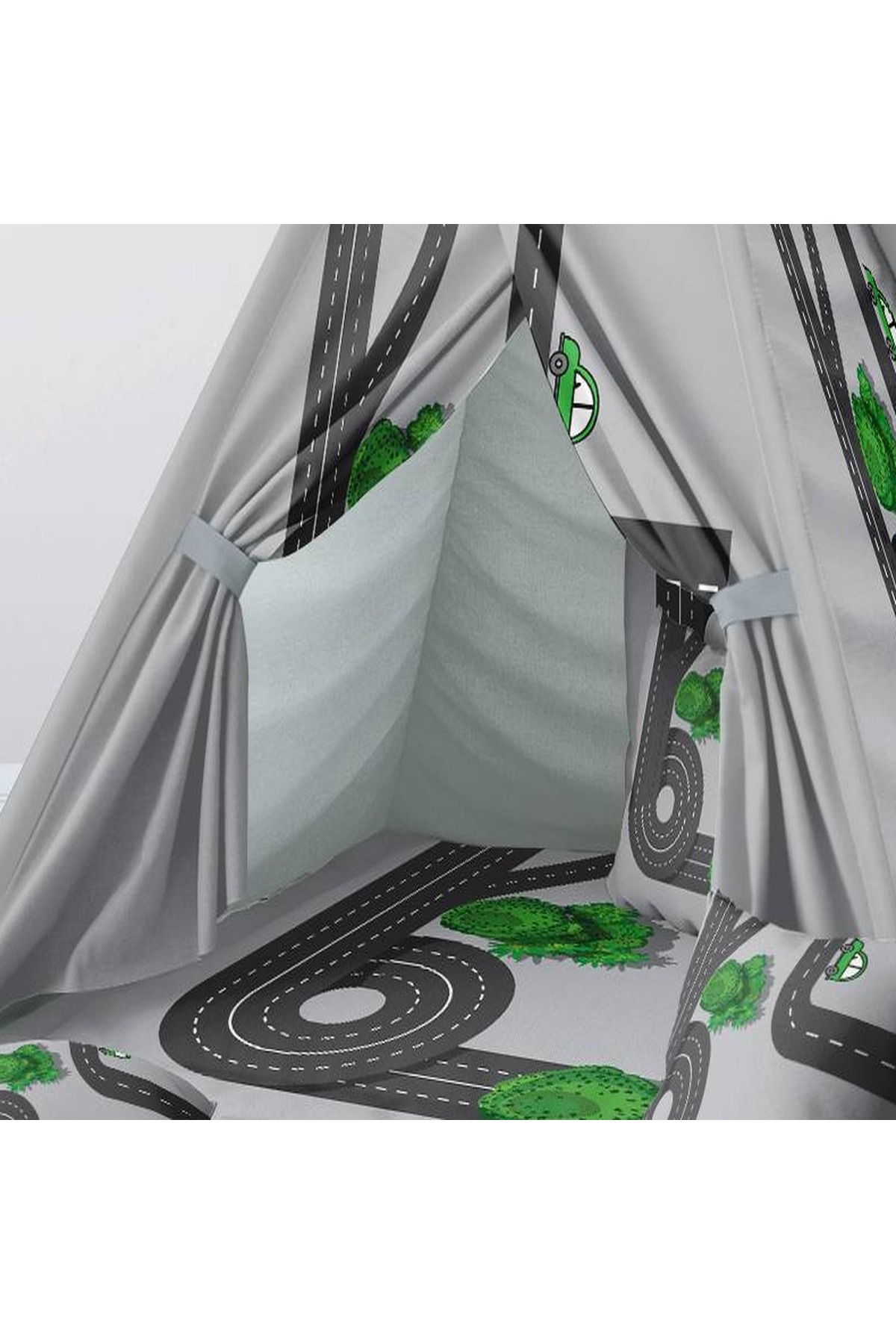 instababyrooms Çocuk Oyun Çadırı Yollar ve Arabalar Dijital Baskılı fotoğrafı 3 (önizleme)