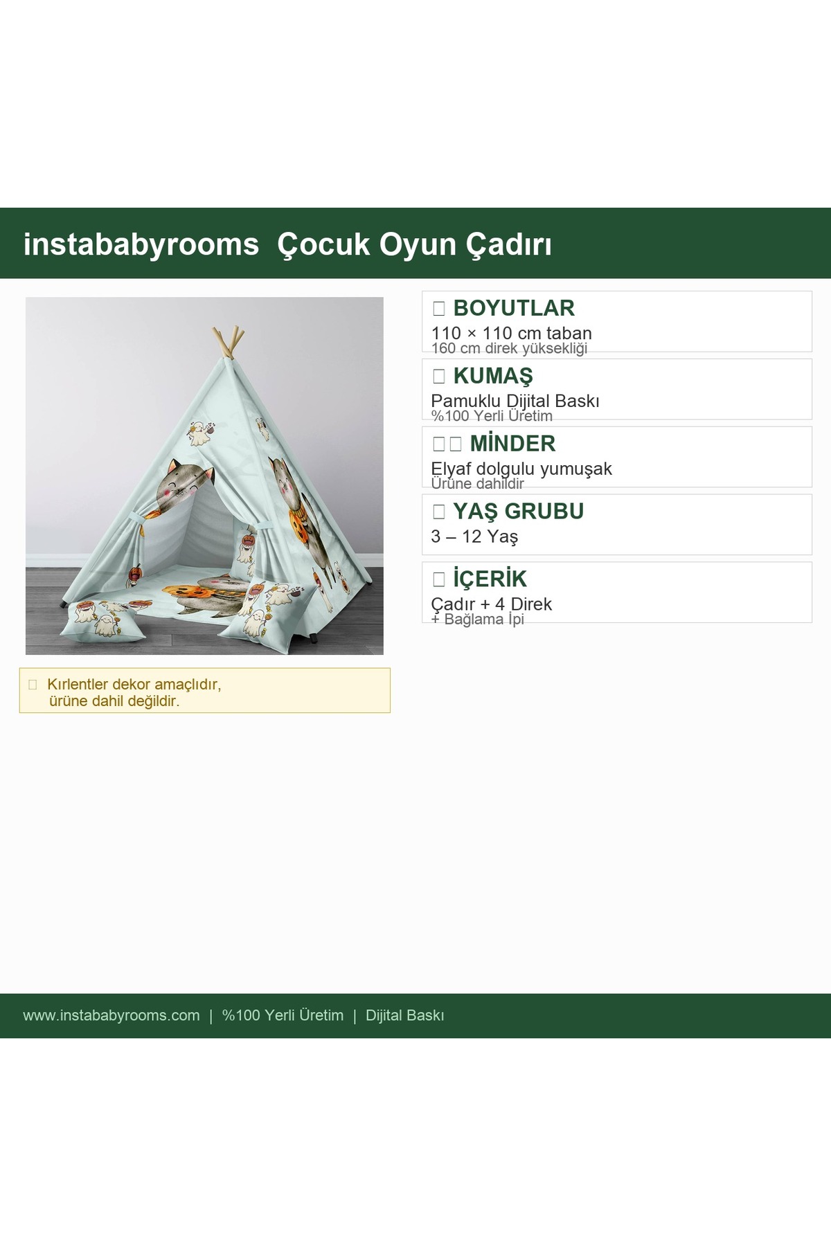 instababyrooms Çocuk Oyun Çadırı Kedi ve Hayaletler Dijital Baskılı fotoğrafı 4 (önizleme)