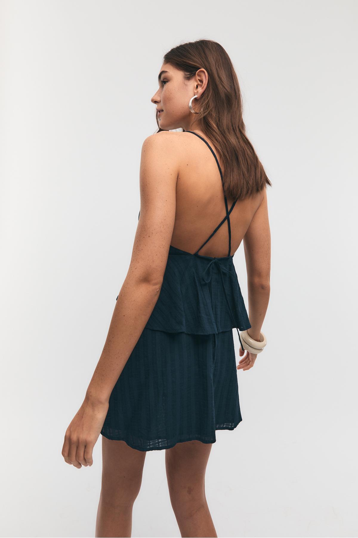 Stradivarius  Askılı fırfırlı kısa elbise - Görsel 5