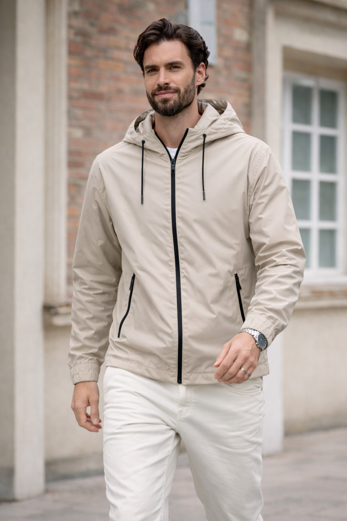 DAMGA JEANS Erkek Trend Taş Fermuarlı Yağmurluk görsel 3