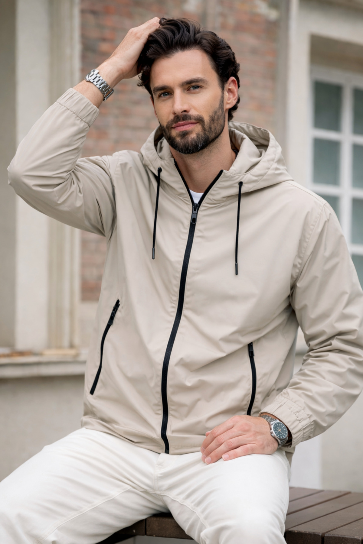DAMGA JEANS Erkek Trend Taş Fermuarlı Yağmurluk görsel 5