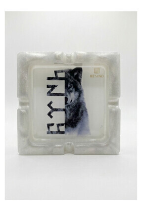 RESINO Kurt Temalı Küllük – Sedefli Beyaz Dekoratif Küllük, TÜRK Yazılı Epoks...