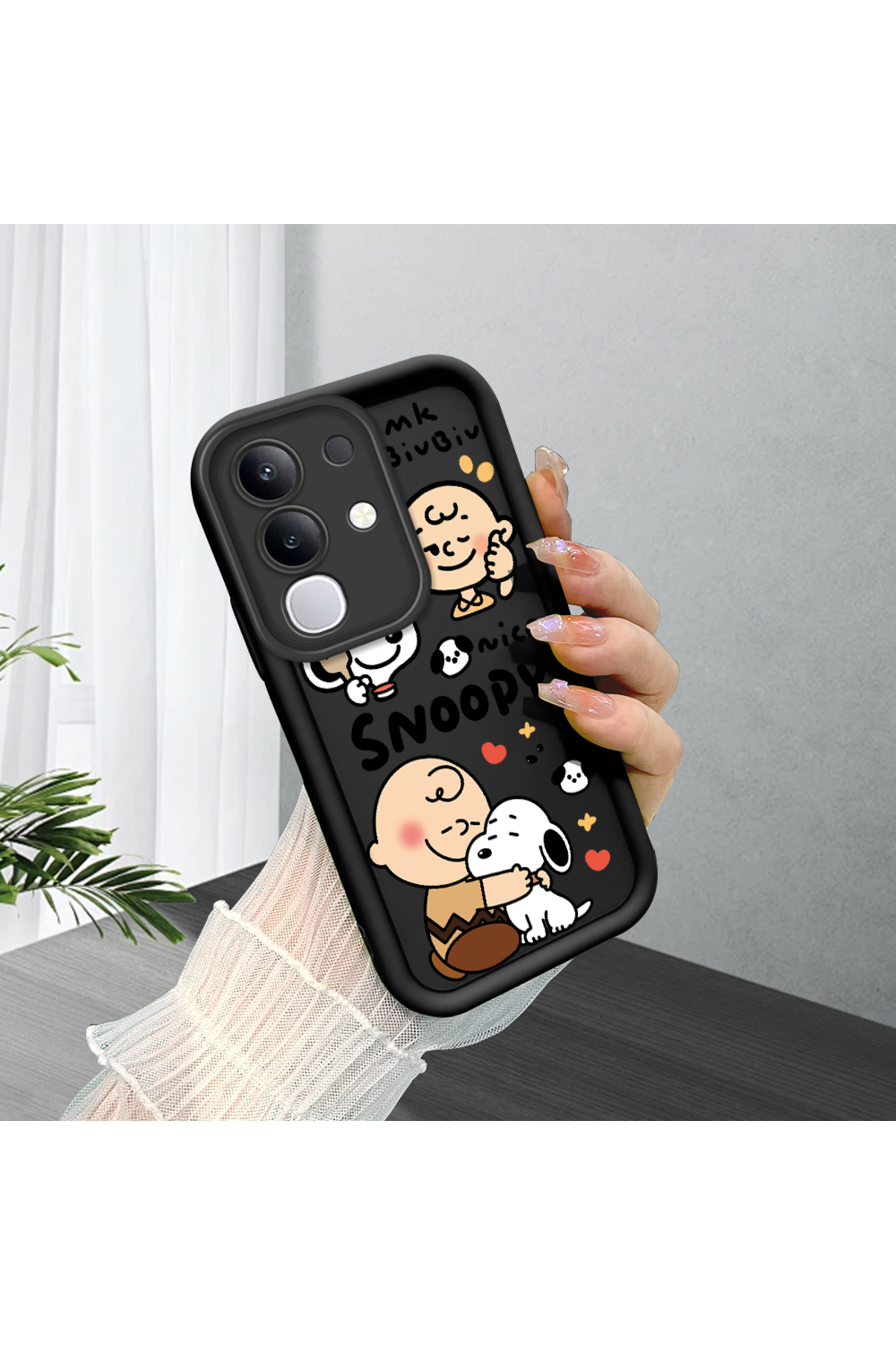 Black Silicone Case for Vivo Y29 4G Shockproof Camera Protected Snoopy