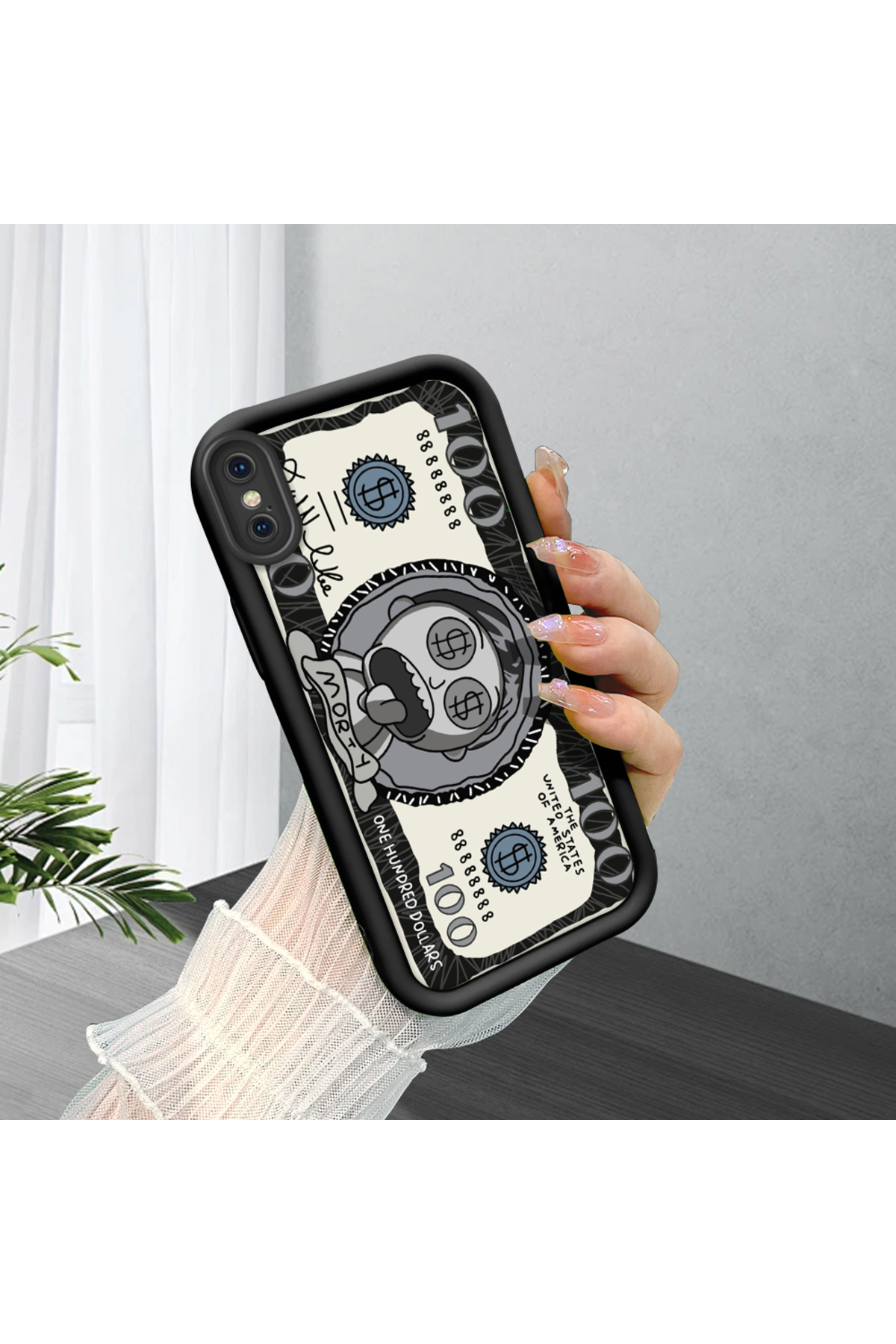 black Silicone Case Shockproof Camera Protected Cartoon Pattern for iPhone X/XS Compatible