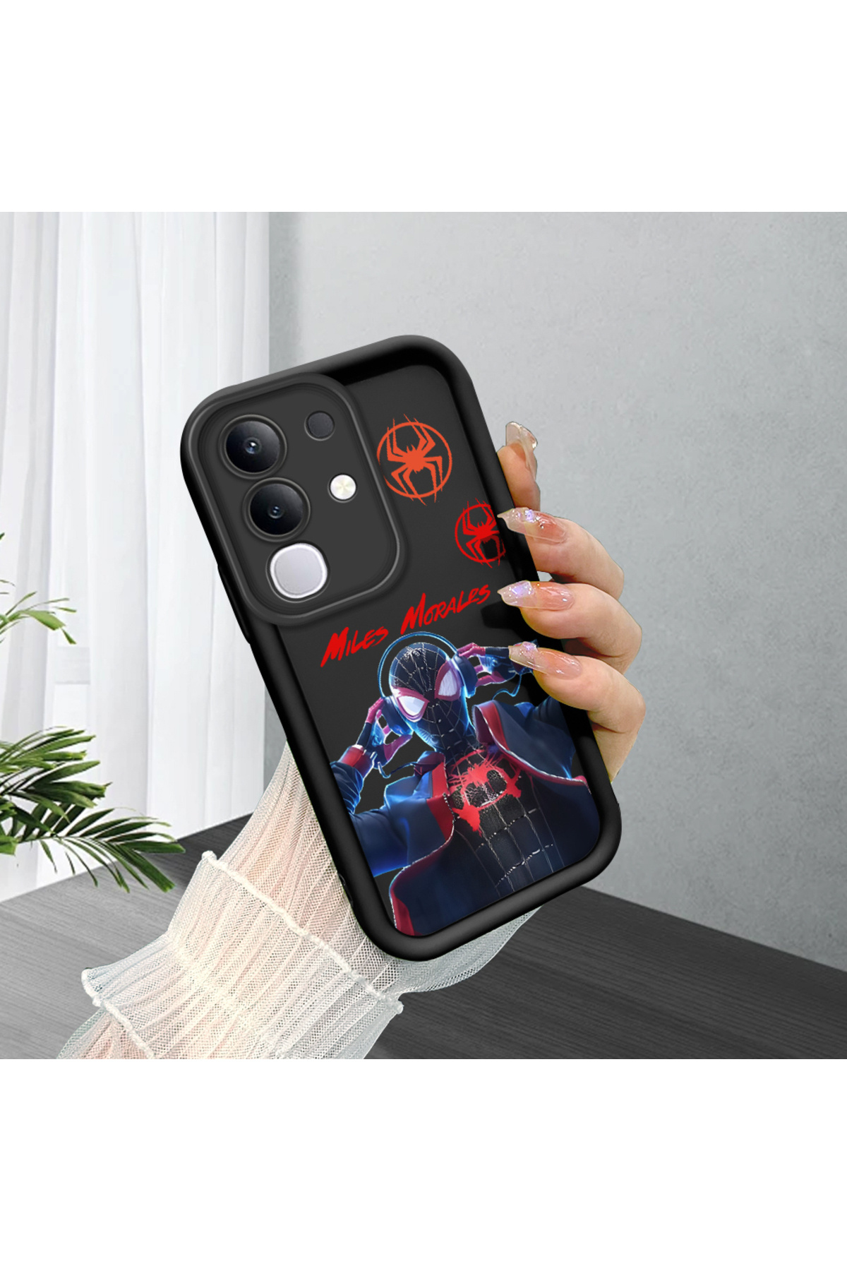 Black Silicone Case with Vivo Y29 4G Compatible Shockproof Camera Protection Spider-Man