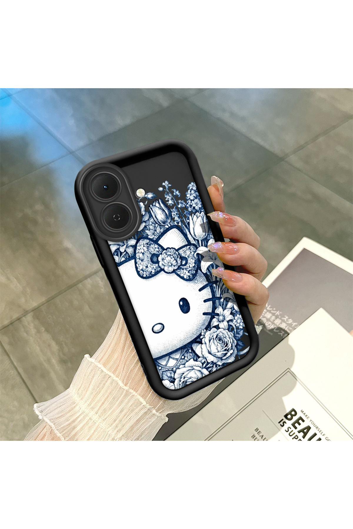 Tecno Spark Go 2(KM4) Compatible Black Silicone Case Shockproof Camera Protected Cartoon Pattern