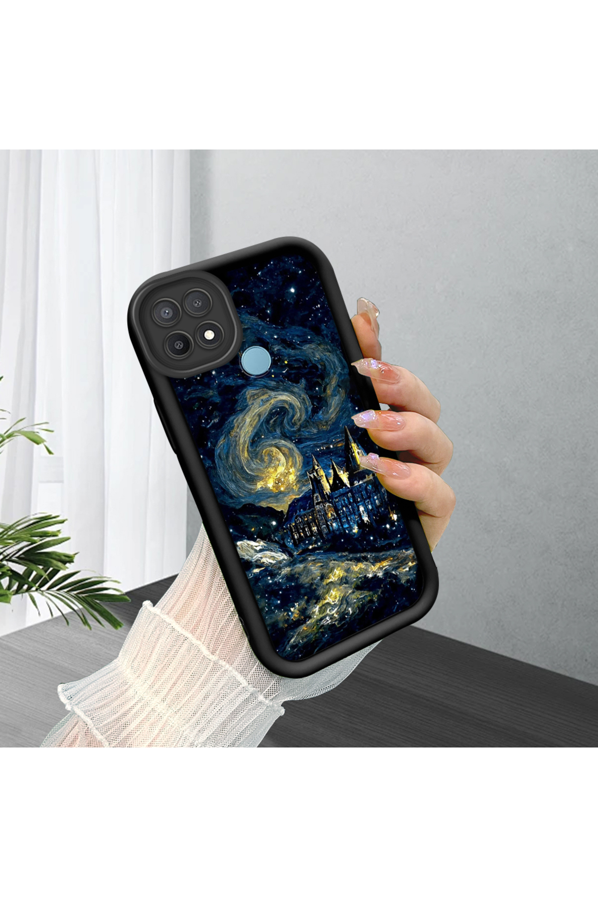 Black Silicone Case Shockproof Camera Protection Compatible with OPPO A15/A15S