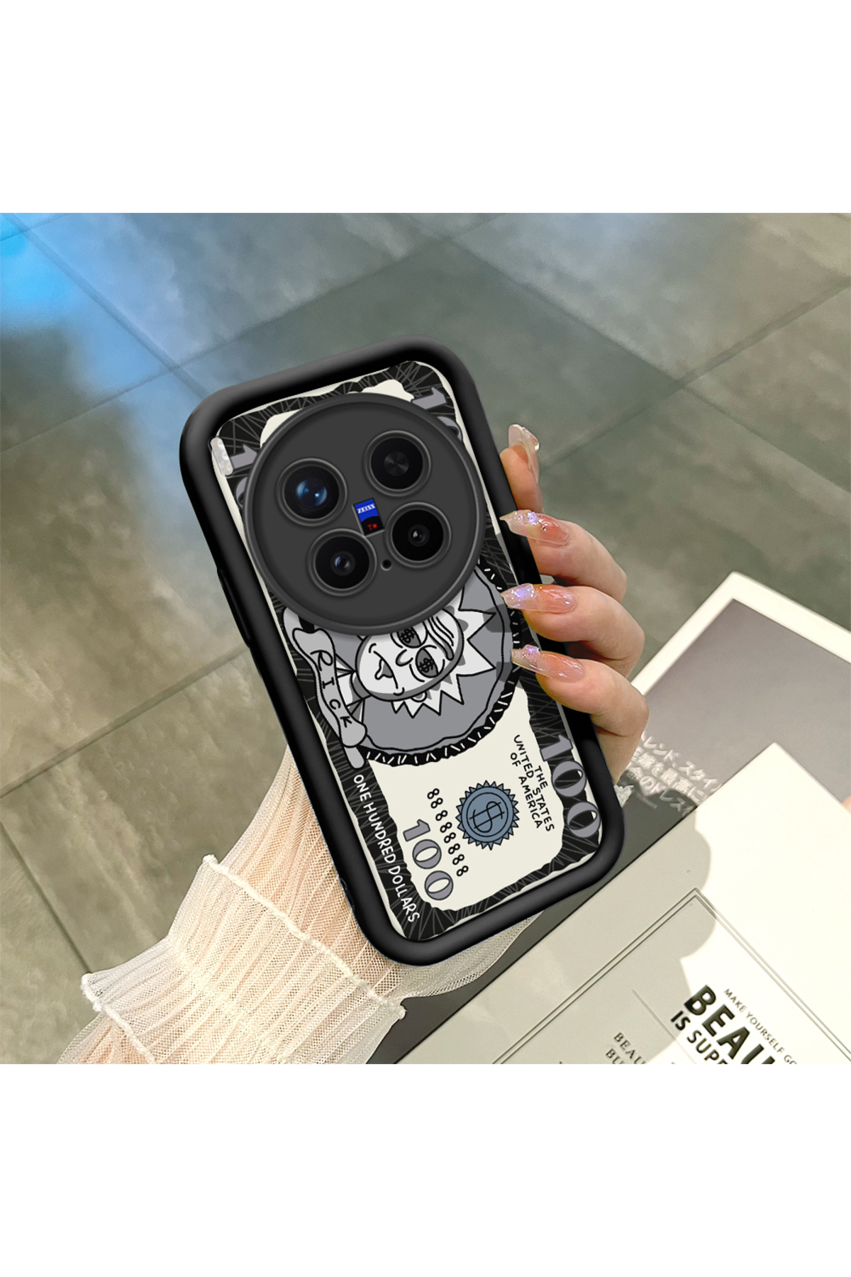 Black Silicone Case Shockproof Camera Protected Cartoon Pattern Compatible with Vivo X300 Pro