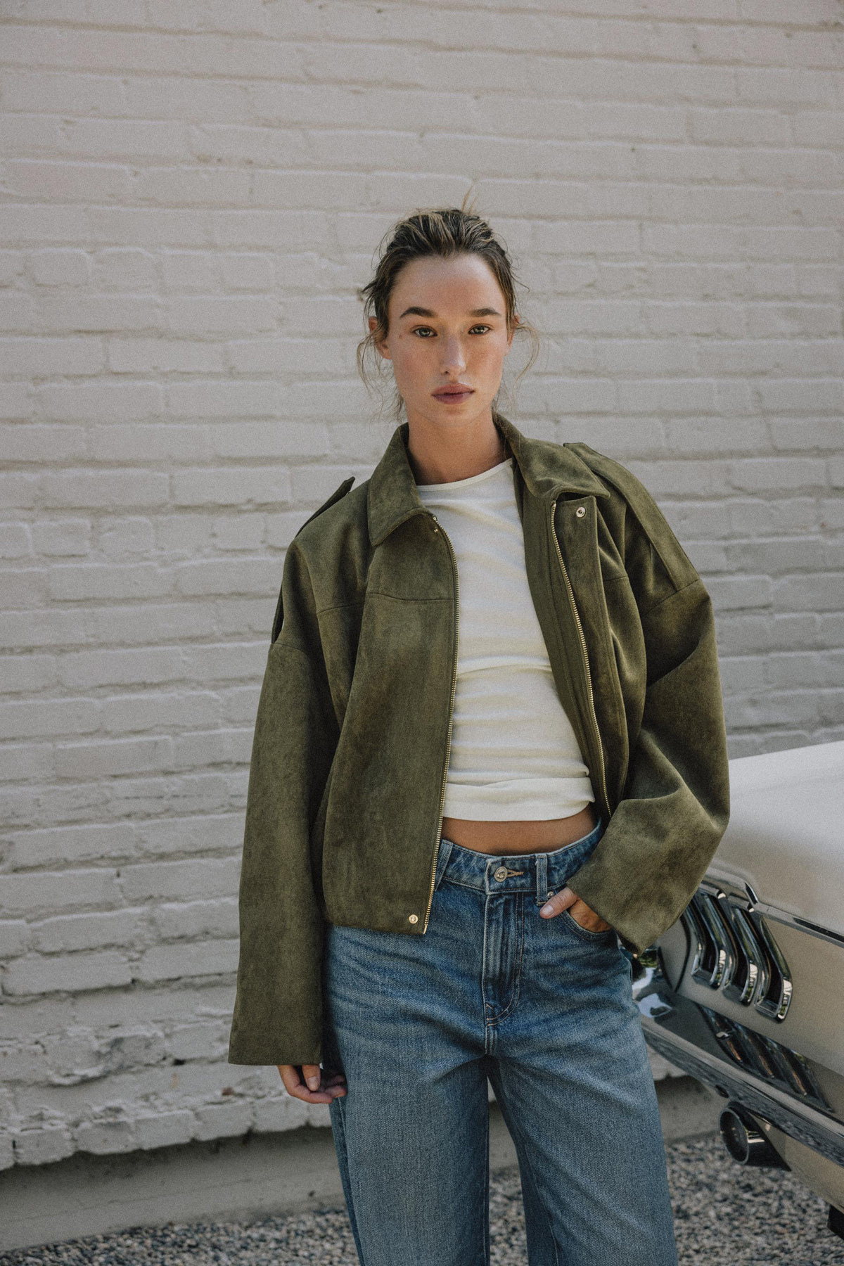 PRİFALDİ  Süet Apoletli Bomber Ceket - Görsel 2