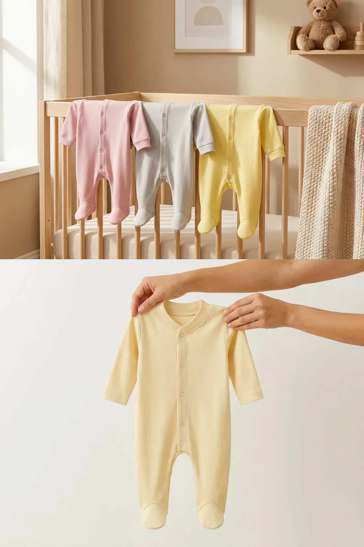 thechild baby collection 3’lü Yenidoğan Tulum Seti | Uzun Kollu, Patikli, Çıtçıtlı, %100 Pamuk Hastane Çıkışı – Hipoalerjenik fotoğrafı 3 (önizleme)