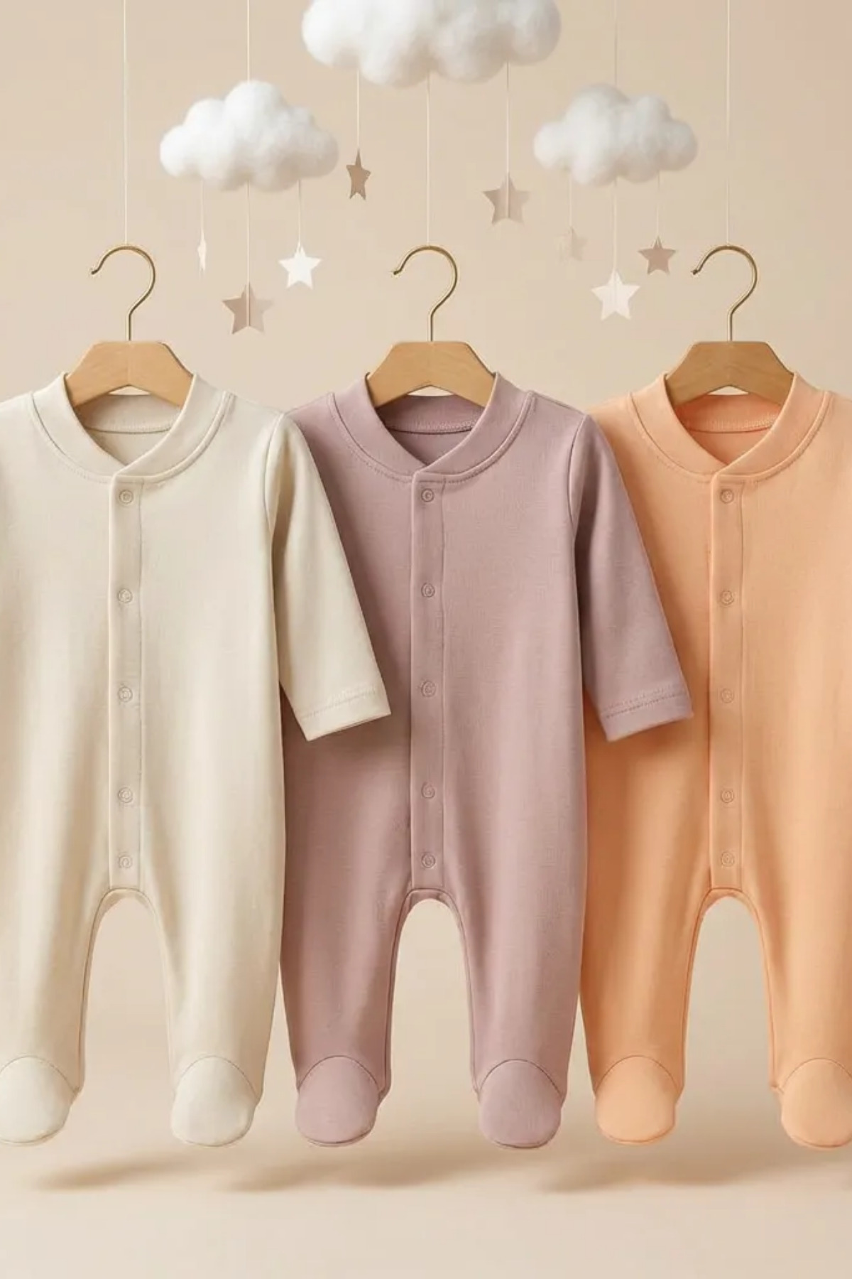 thechild baby collection 3’lü Yenidoğan Tulum Seti | Uzun Kollu, Patikli, Çıtçıtlı, %100 Pamuk Hastane Çıkışı – Hipoalerjenik fotoğrafı 2 (önizleme)