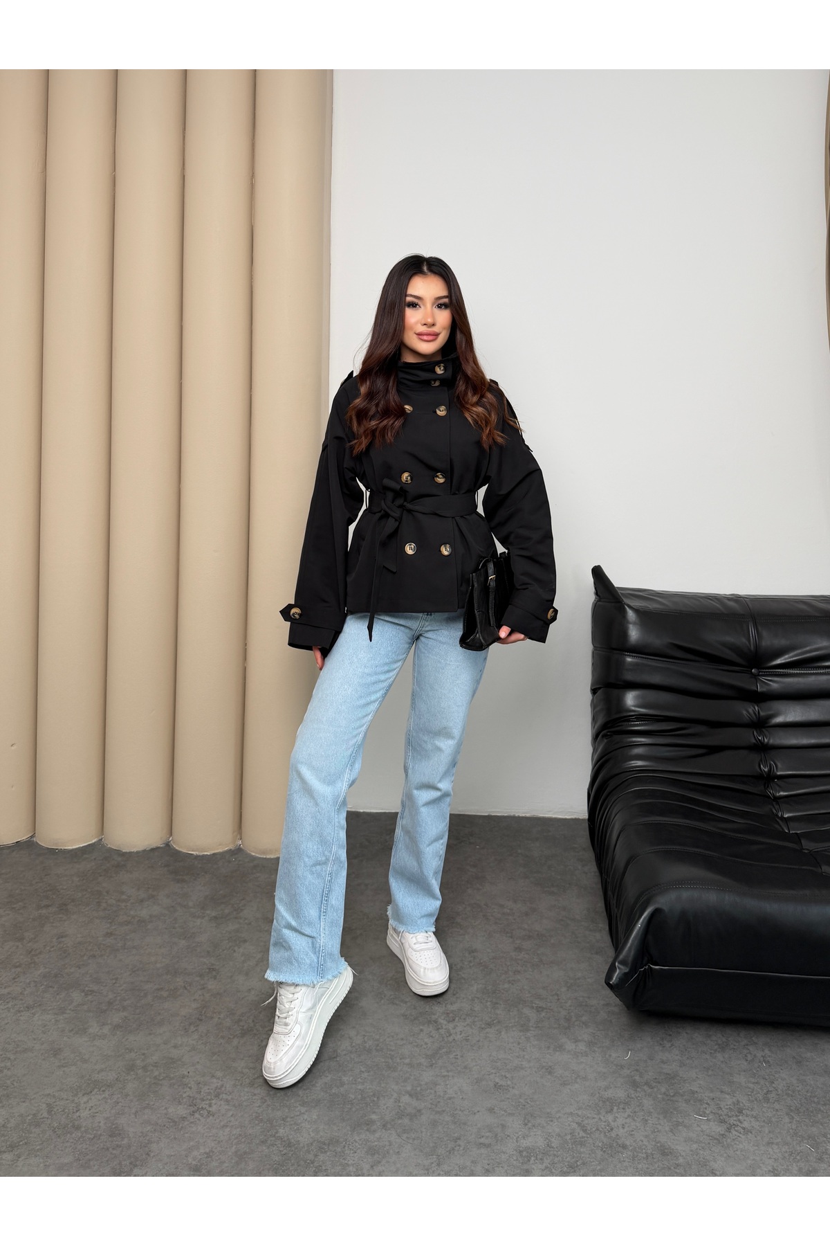 MiraMore Butik Kruvaze Kemerli Kadın Ceket