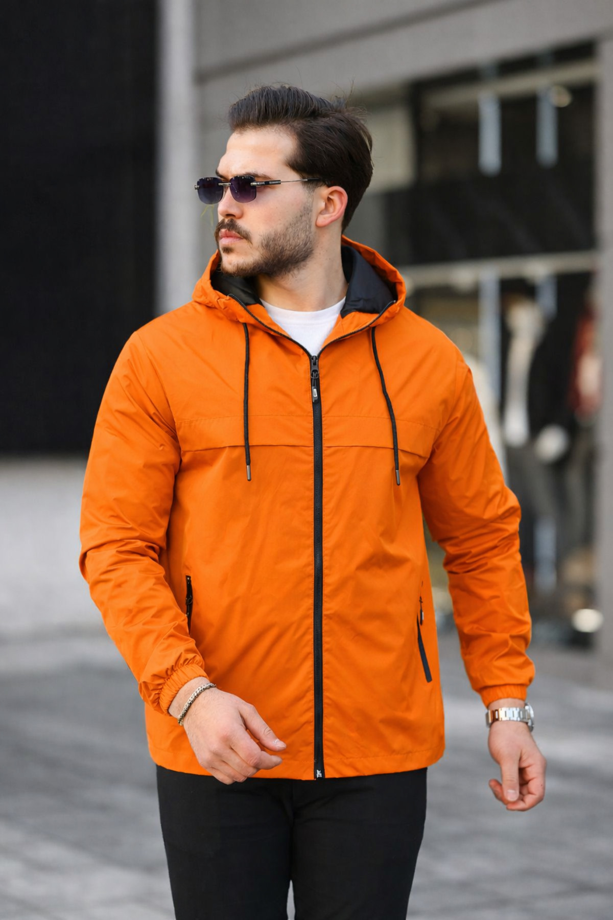 comstar  Erkek Içi Astarlı Suya Dayanıklı Kapüşonlu Cepli Yağmurluk - Görsel 2