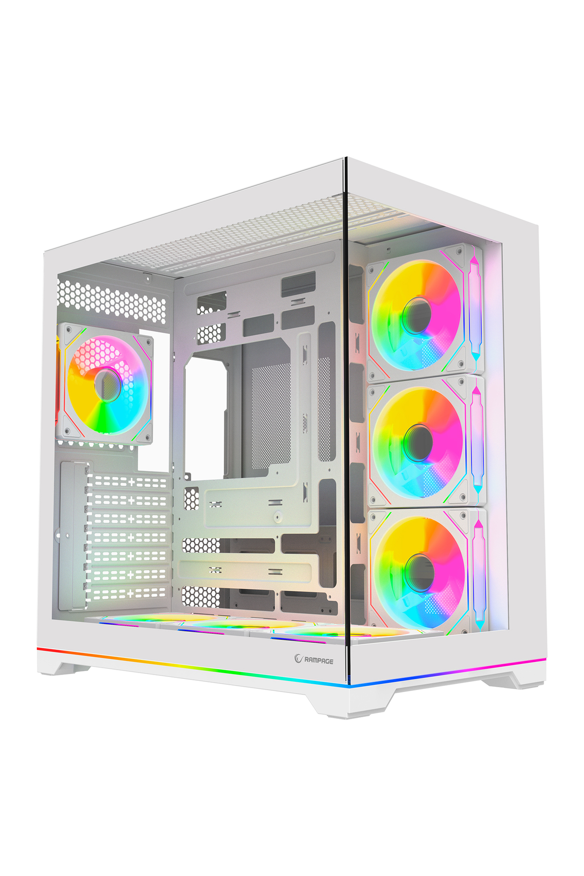 Kaizer Controlled 7*12cm ARGB Fan+Controller ATX/M-ATX White Player Case with PWM Fan