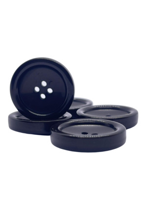 Düğmece 4 Delikli 5 Adet Plastik Düğme (27mm, Siyah)