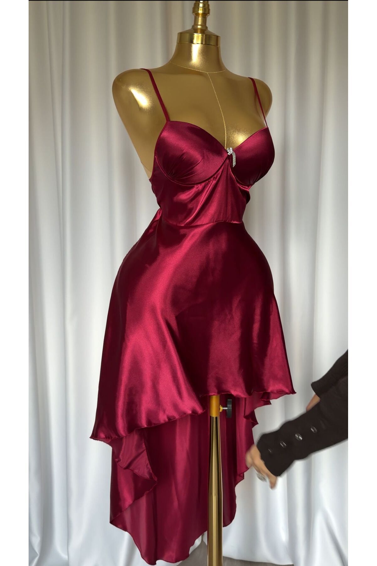 MH Moony Homewears Bordo Uzun Saten Gecelilk