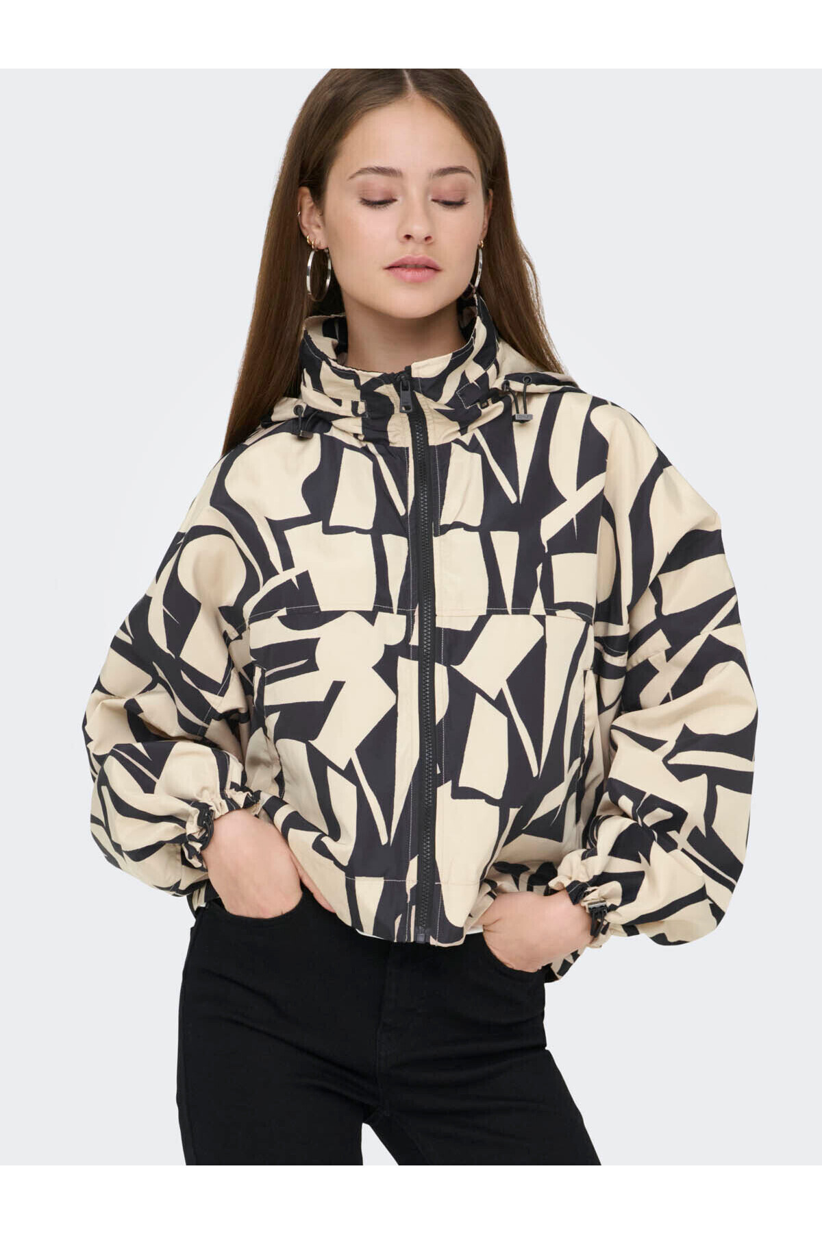 ONLY Onlbetty Batsleeve Aop Kahverengi Kadın Mont 15281509 görsel 6