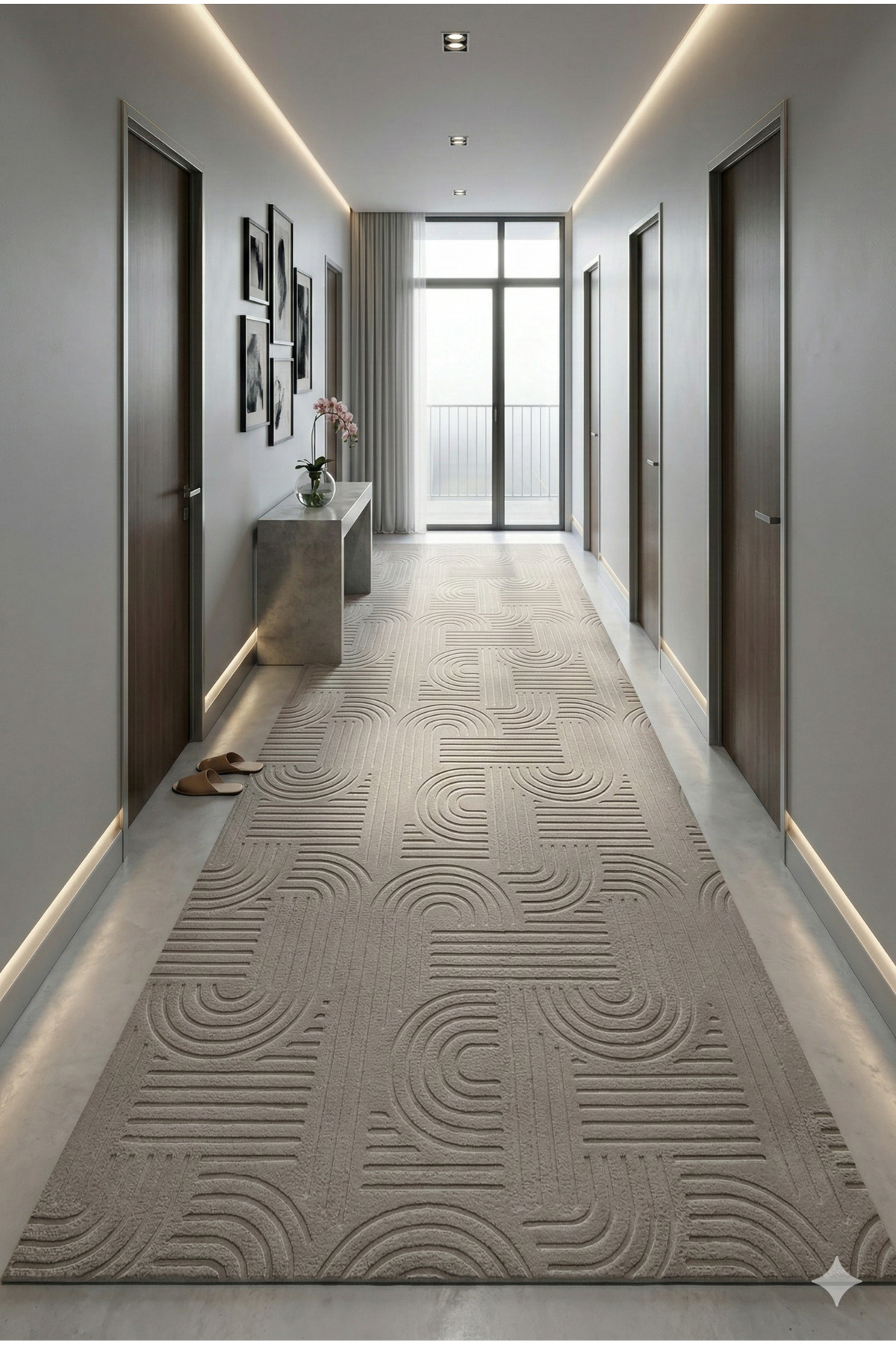Runner Carpet 3017 Mink Anti-Slip Base Washable Stainproof Custom Size Narrow Area Corridor Carpet