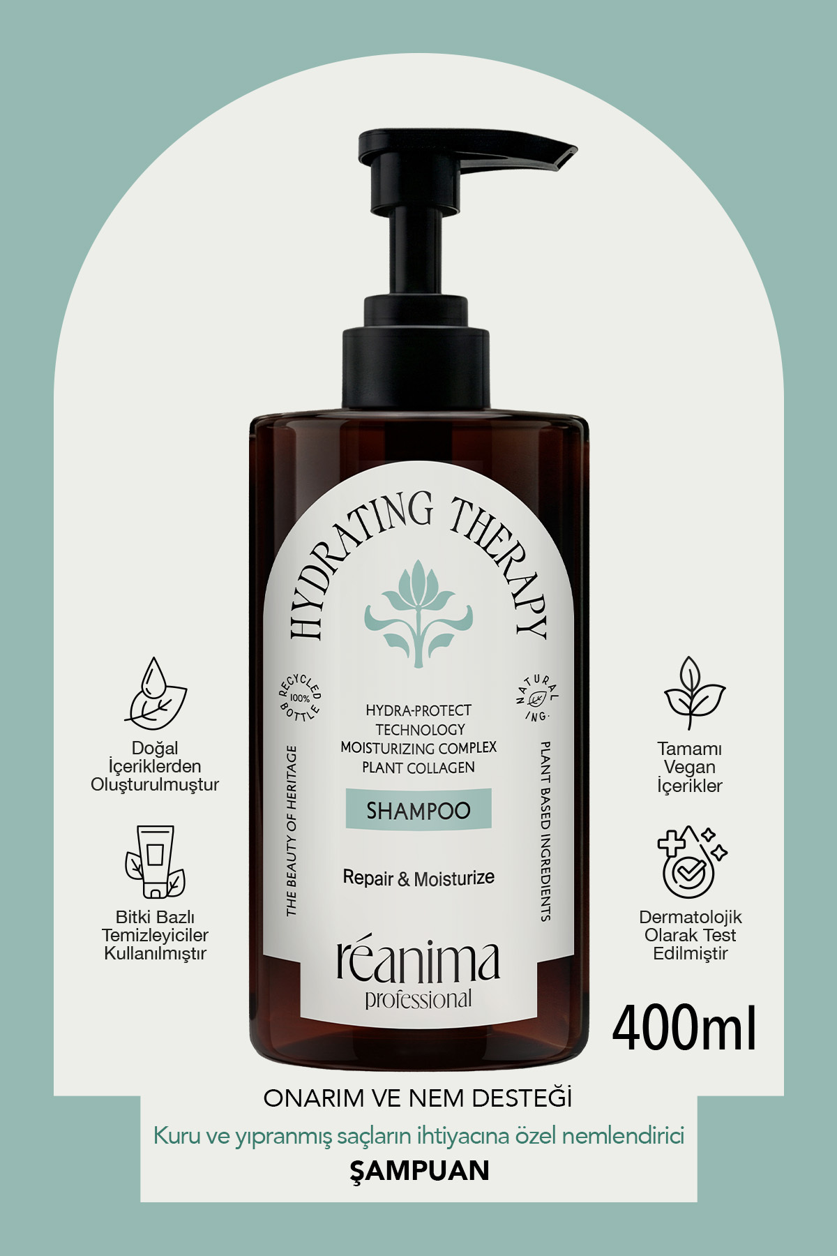 Hydrating Therapy Onarıcı Şampuan Saç Kremi Nemlendirici Maske Durulanmayan Saç Sütü Dörtlü Set — HYD-THR-SET — تصویر 3 از 6
