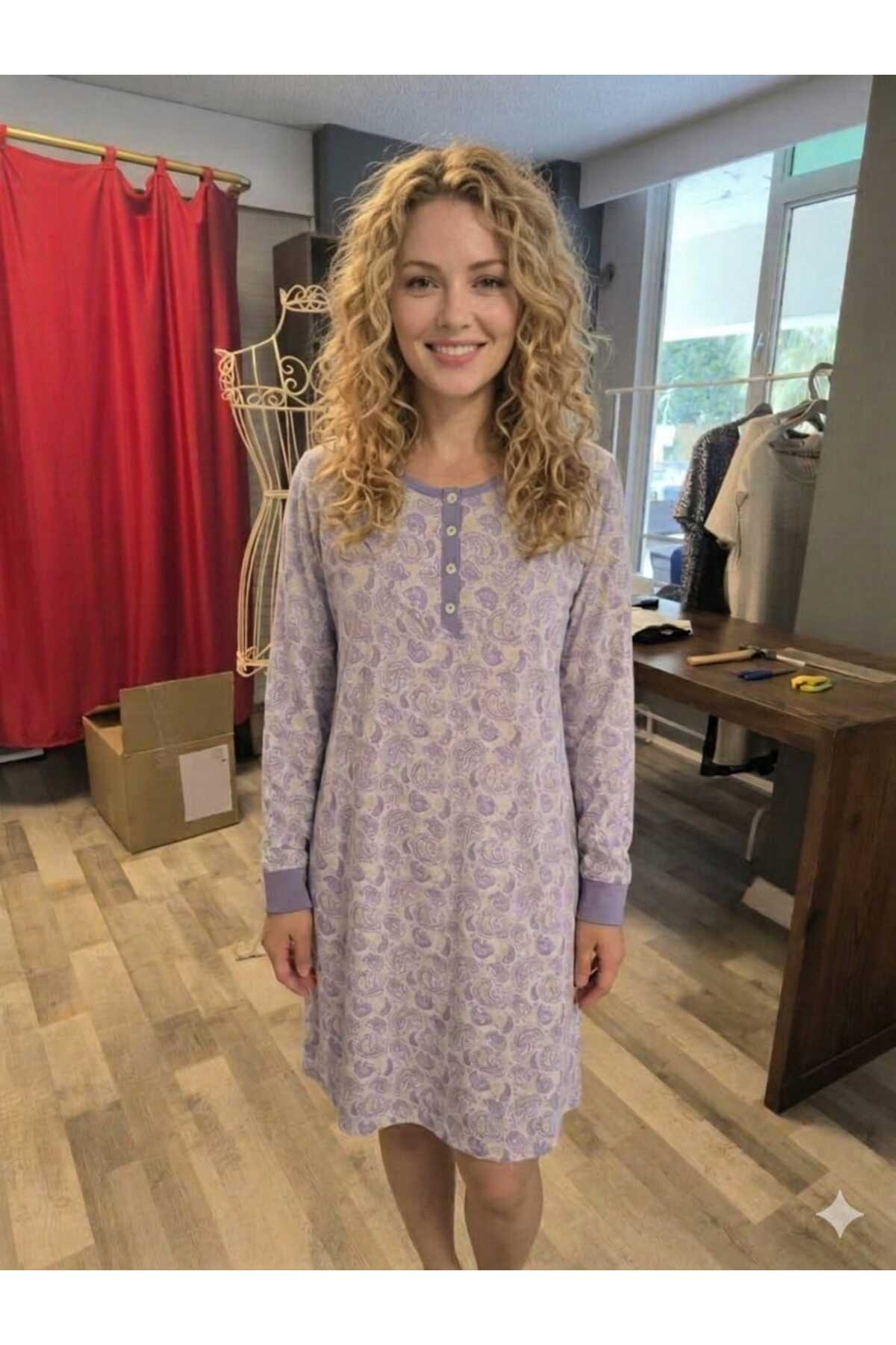 Hope Açık Mor Renkli Kadın Gecelik (%100 pamuk)