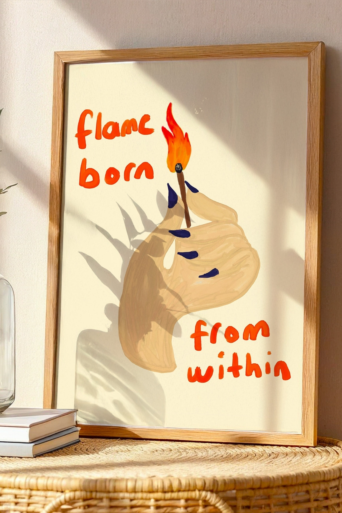 Yazılı Modern Tablo Flame Born From Within Poster Duvar Dekoru Çerçevesiz