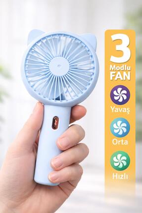 Telvesse 3 MODLU Şarjlı El Fanı 3 Kademe Seyahat Masaüstü Vantilatör Taşınabi...