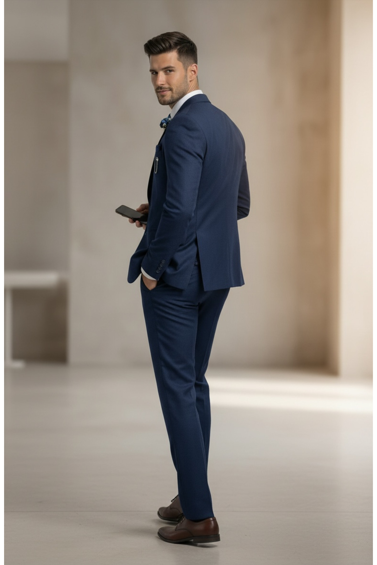 AtlasGiyim Erkek Slim Fit Armüllü Yelekli Takım Elbise(yeni sezon) görsel 2
