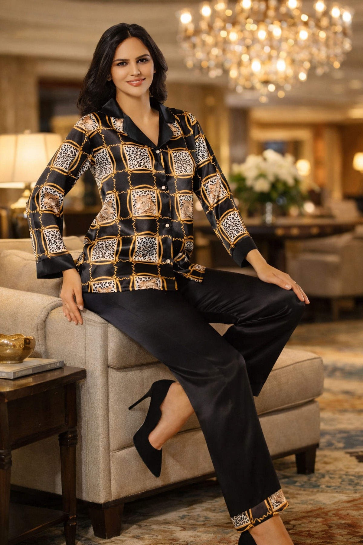 hediye ipek saten 2li gecelik ve sabahlık takımı