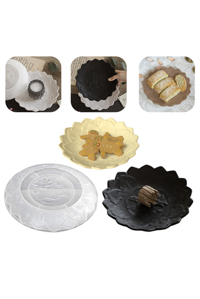 Getshopmini Epoksi Tabak Kalıbı Lotus Tabak Kalıbı Taş Tozu Çiçek Tabak Kalıb...